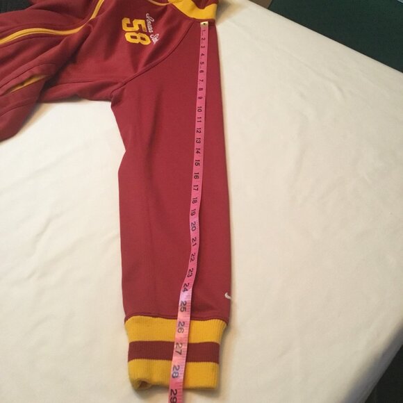 Burgundy and Yellow Zipper Front Jacket Nike Novelty Logo Iowa State 58 - Picture 4 of 7